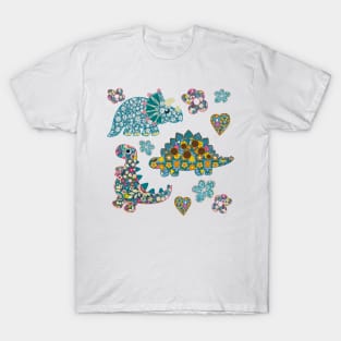 Sticker pack of vintage floral dinosaurs T-Shirt